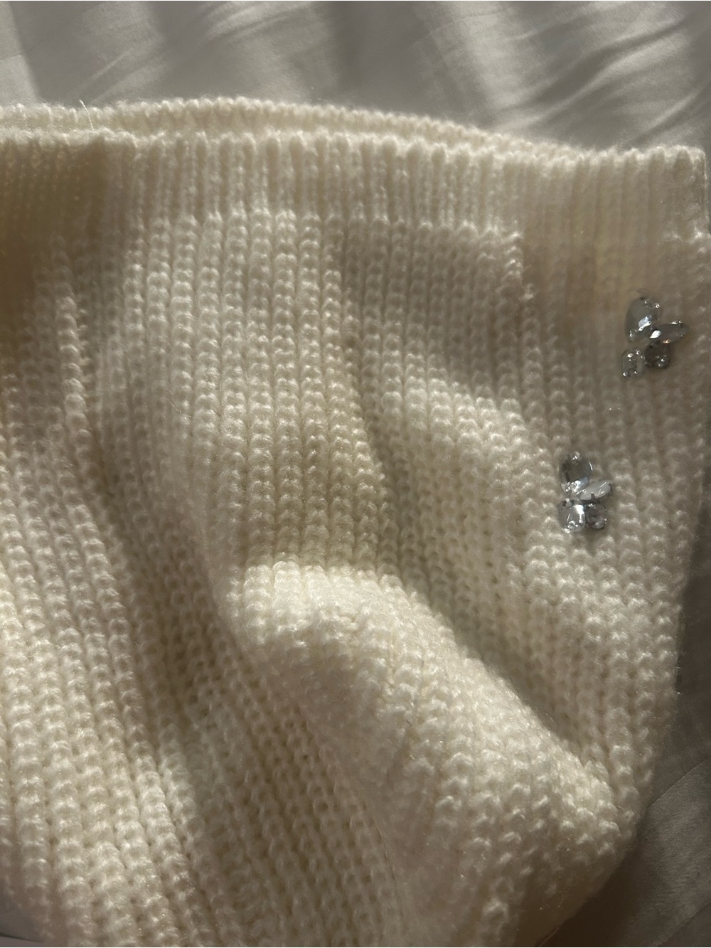 Charming Charlie Cream Knit Embellished Beanie - Picture 7 of 7